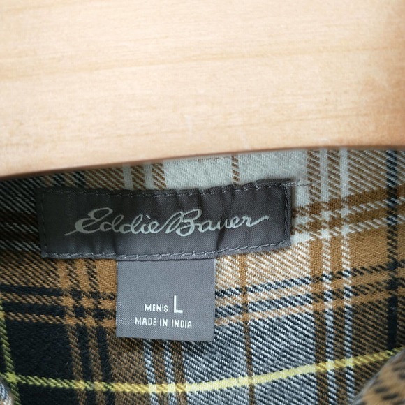 Eddie Bauer Men's Flannel Button-Down Shirt Multi Large Plaid Long Sleeve Cotton - Picture 9 of 13